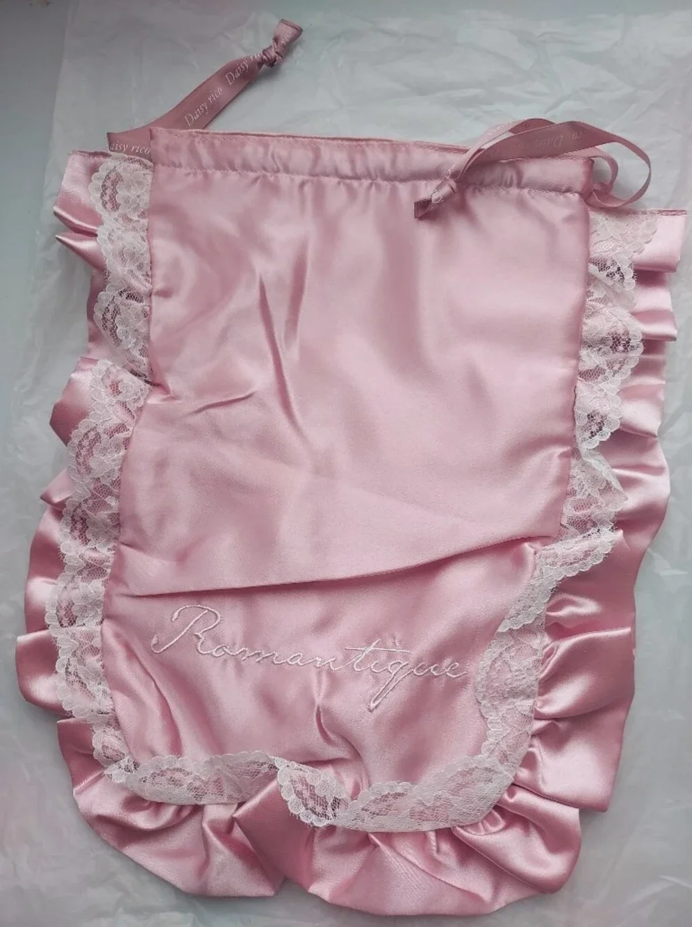 Japan brand Pink lace Satin Lace cloths cosmetic drawstring bag pouch